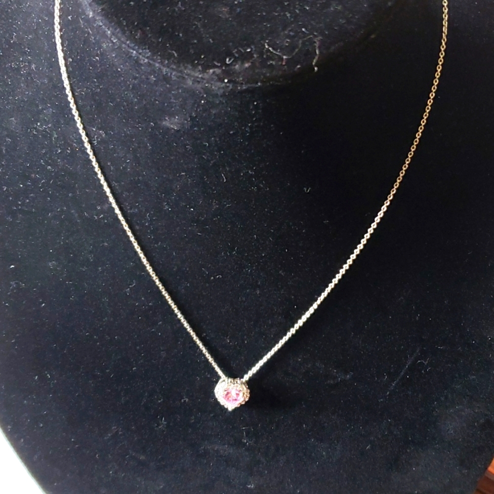 SUN silver plated crystal heart pendant